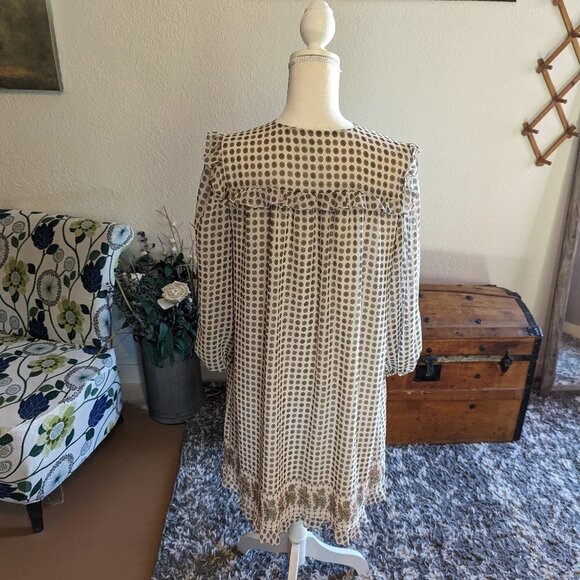 Max Studio Flowy Mini Dress | Cream + Green Floral | Size M - Picture 2 of 2